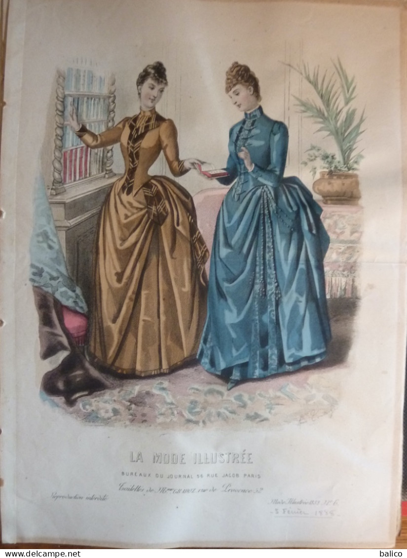 La Mode Illustrée 1888 - Gravure D'époque XIXème ( Déstockage Pas Cher) Réf;  Réf; B 10 - Voor 1900