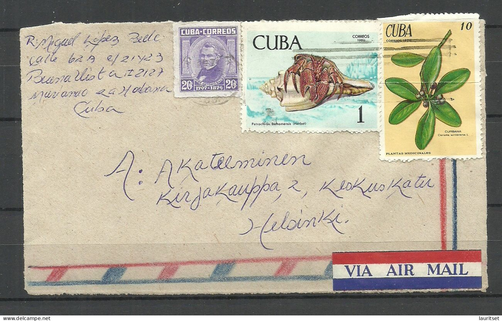 KUBA Cuba 1970ies Air Mail Cover FRONT To Finland - Airmail