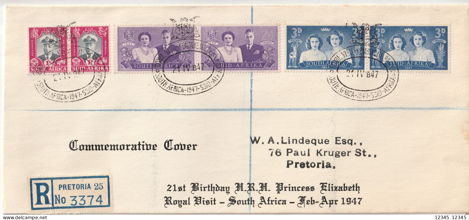 Zuid Afrika 1947, Registered Letter To Pretoria - Covers & Documents