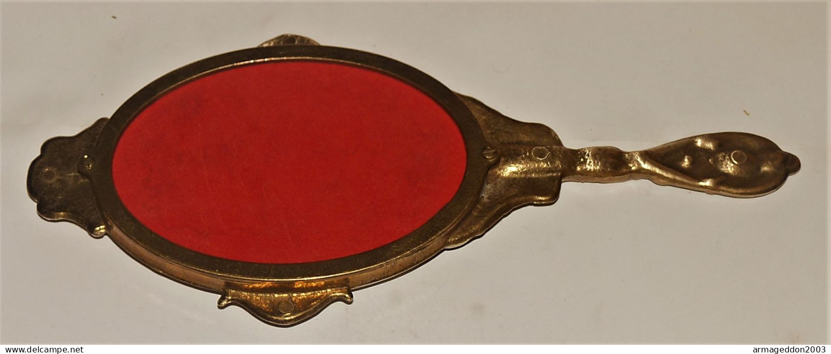 ANCIEN MIROIR A MAIN EN BRONZE CISELE ANGE BEBE TETE DE FEMME TBE PROPRE - Miroirs