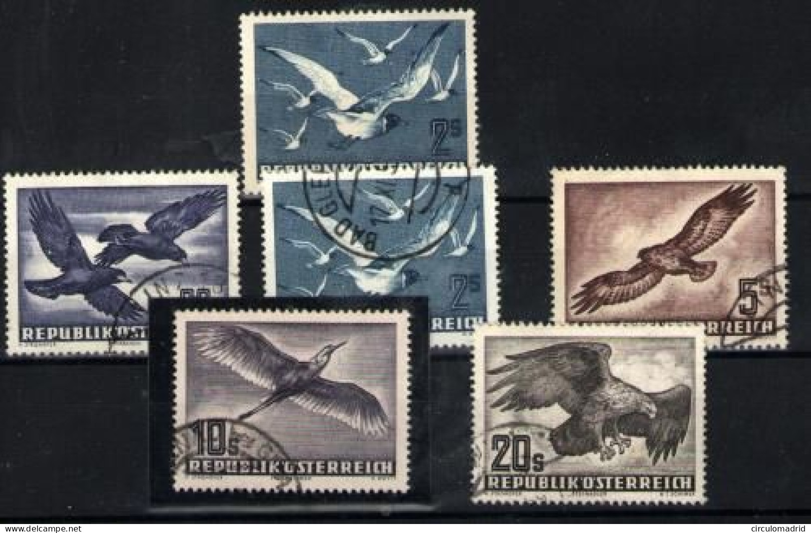 Austria (Aéreos) Nº 54,56,58/60 Y 56. Años 1950-53 - Usati