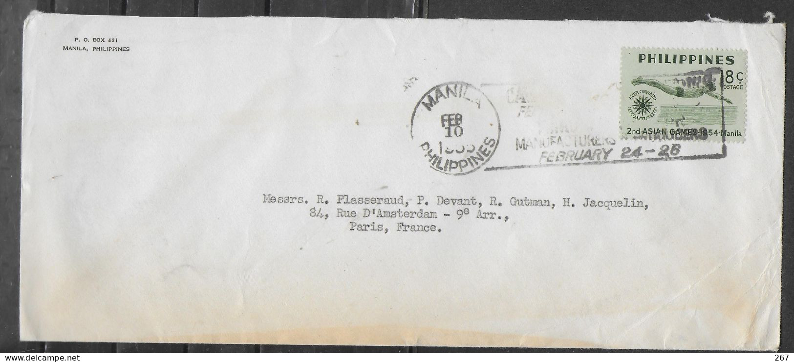 PHILIPPINES  Lettre 1955 Plongée - Buceo