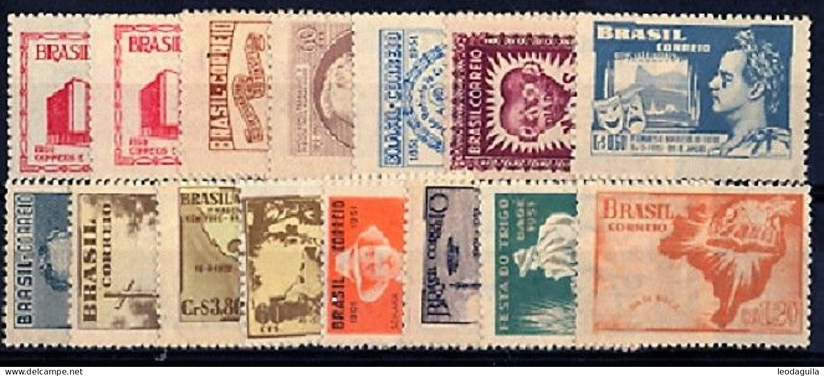 BRAZIL 1951   FULL YEAR COLLECTION  - 15 UNUSED COMMEMORATIVES STAMPS - Full Years