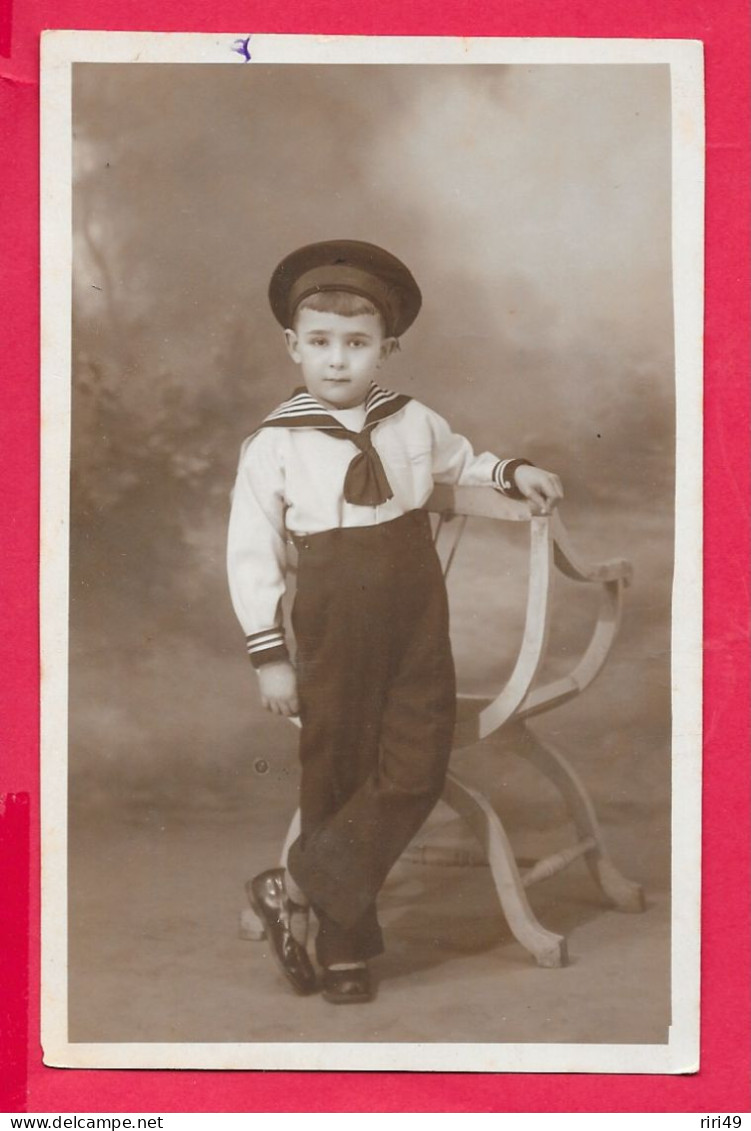 Carte Photo, Enfant En Militaire, Marin,  Nom Au Dos: Robert Quatrenou - Abbildungen