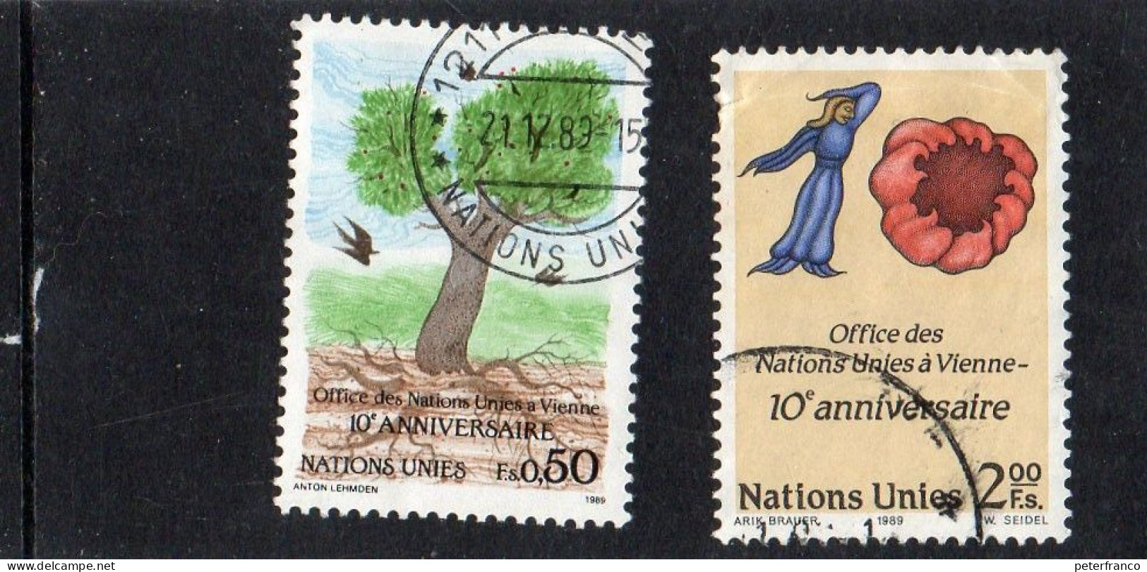 1989 Nazioni Unite - Ginevra - 10 Anni Dell'ufficio ONU A Vienna - Used Stamps