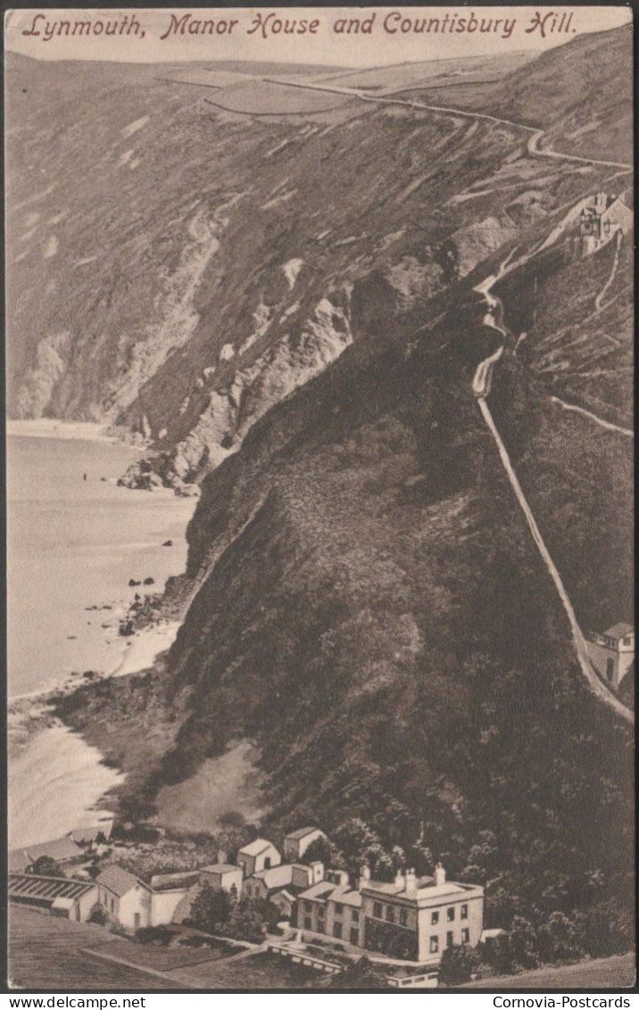 Manor House And Countisbury Hill, Lynmouth, Devon, C.1910 - Peacock Postcard - Lynmouth & Lynton