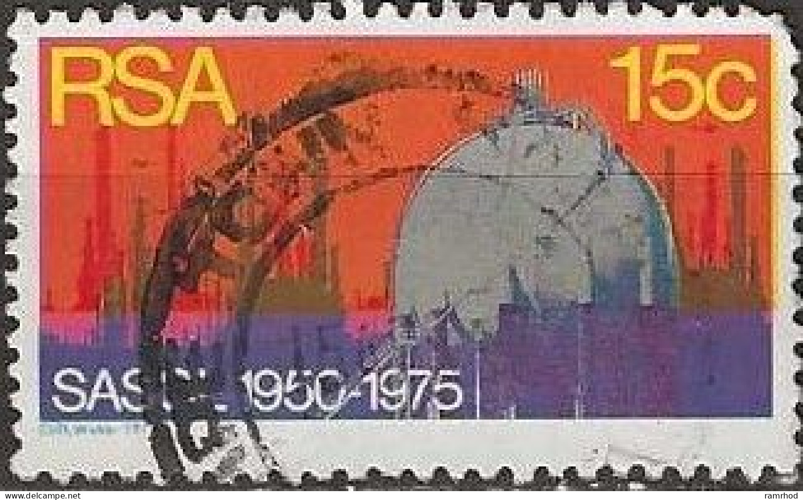 SOUTH AFRICA 1975 25th Anniversary Of South African Coal, Oil And Gas Corporation Ltd - 15c - SASOL Complex FU - Gebruikt