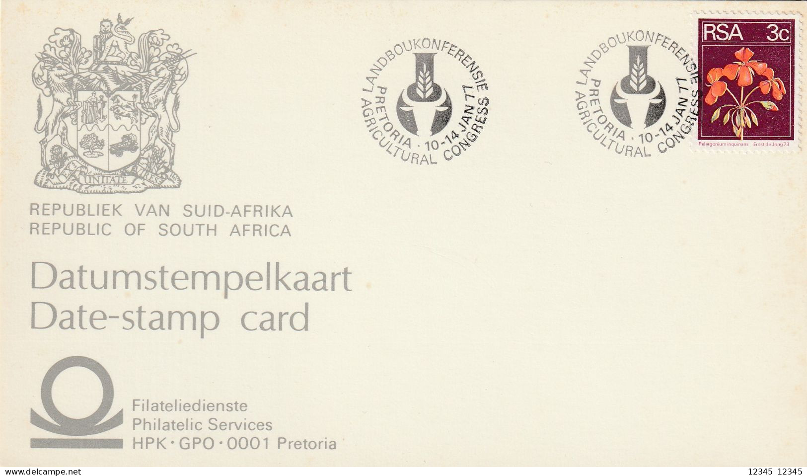 Zuid Afrika 1978, Date Stamp Card, ATKB Pretoria - Brieven En Documenten