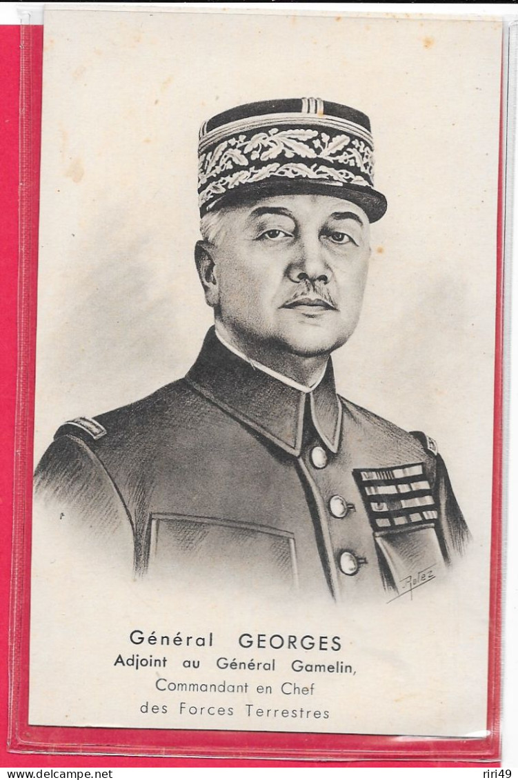 CPA, Général GEORGES, Adjoint Su Général Gamelin, Commandant En Chef Des Forces Terrestres, Dos Vierge Et Divisé - Characters