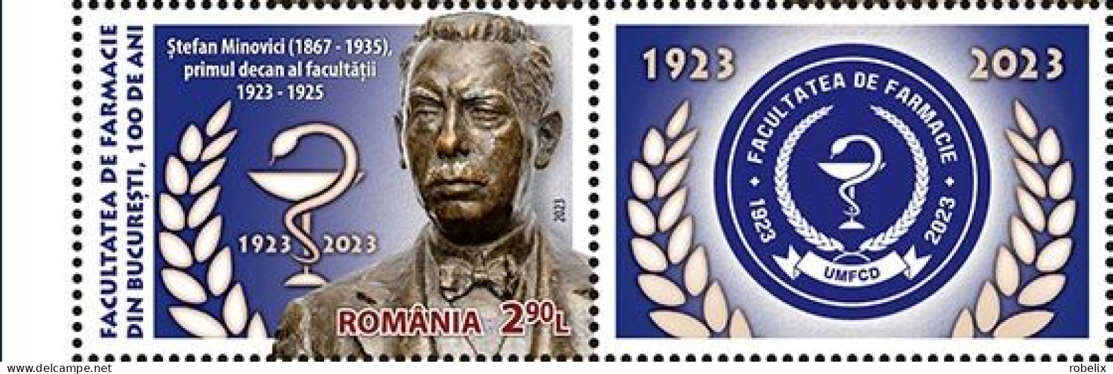 ROMANIA 2023 FACULTY Of PHARMACY Of "Carol Davila" University Bucharest -100 Years Set Of 1 Stamp With Label MNH** - Farmacia