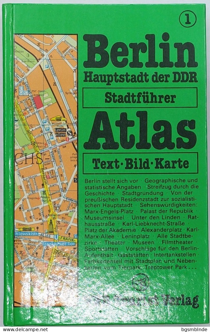 Berlin, Hauptstadt Der DDR - Stadtführer Atlas Mit Kartenmaterial / 155 S. - 12,5x19,5x2,0cm - Berlin