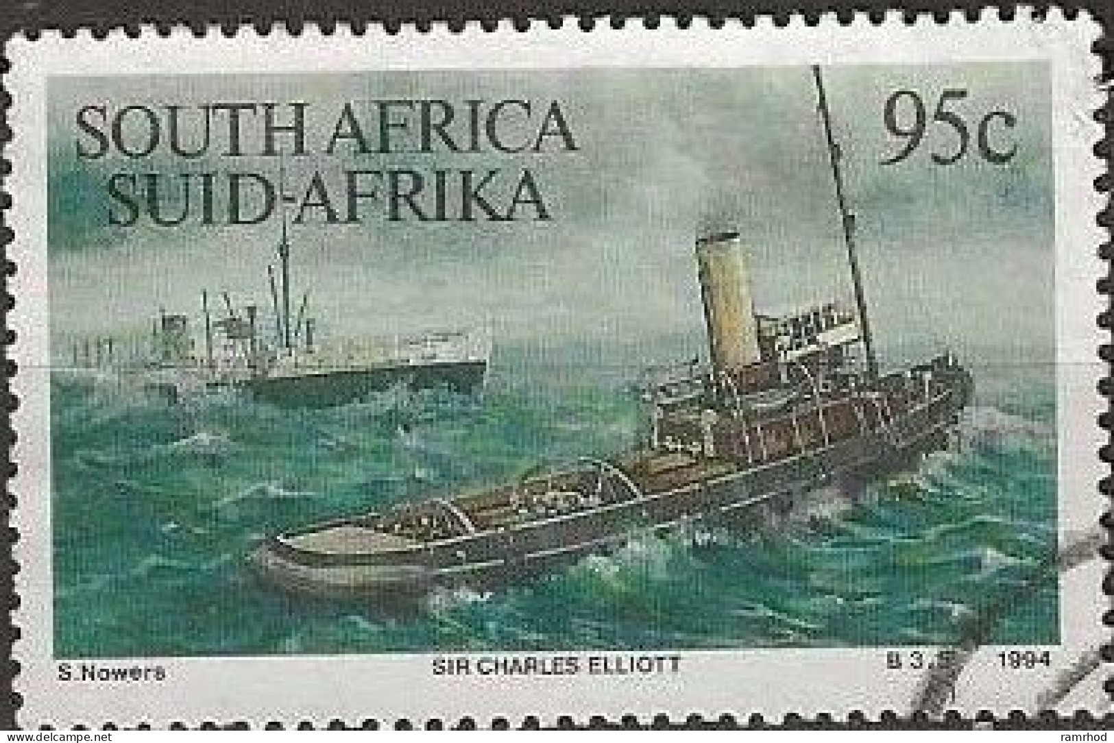 SOUTH AFRICA 1994 Tugboats - 95c. - Sir Charles Elliott And Wreck Of Dunedin Star (liner), 1942 FU - Used Stamps