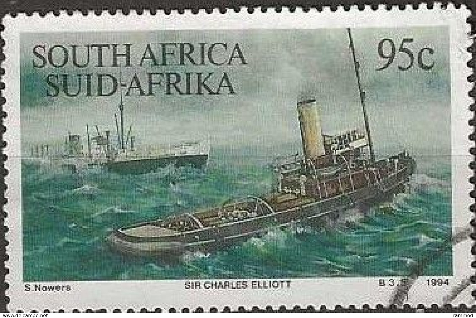 SOUTH AFRICA 1994 Tugboats - 95c. - Sir Charles Elliott And Wreck Of Dunedin Star (liner), 1942 FU - Usati