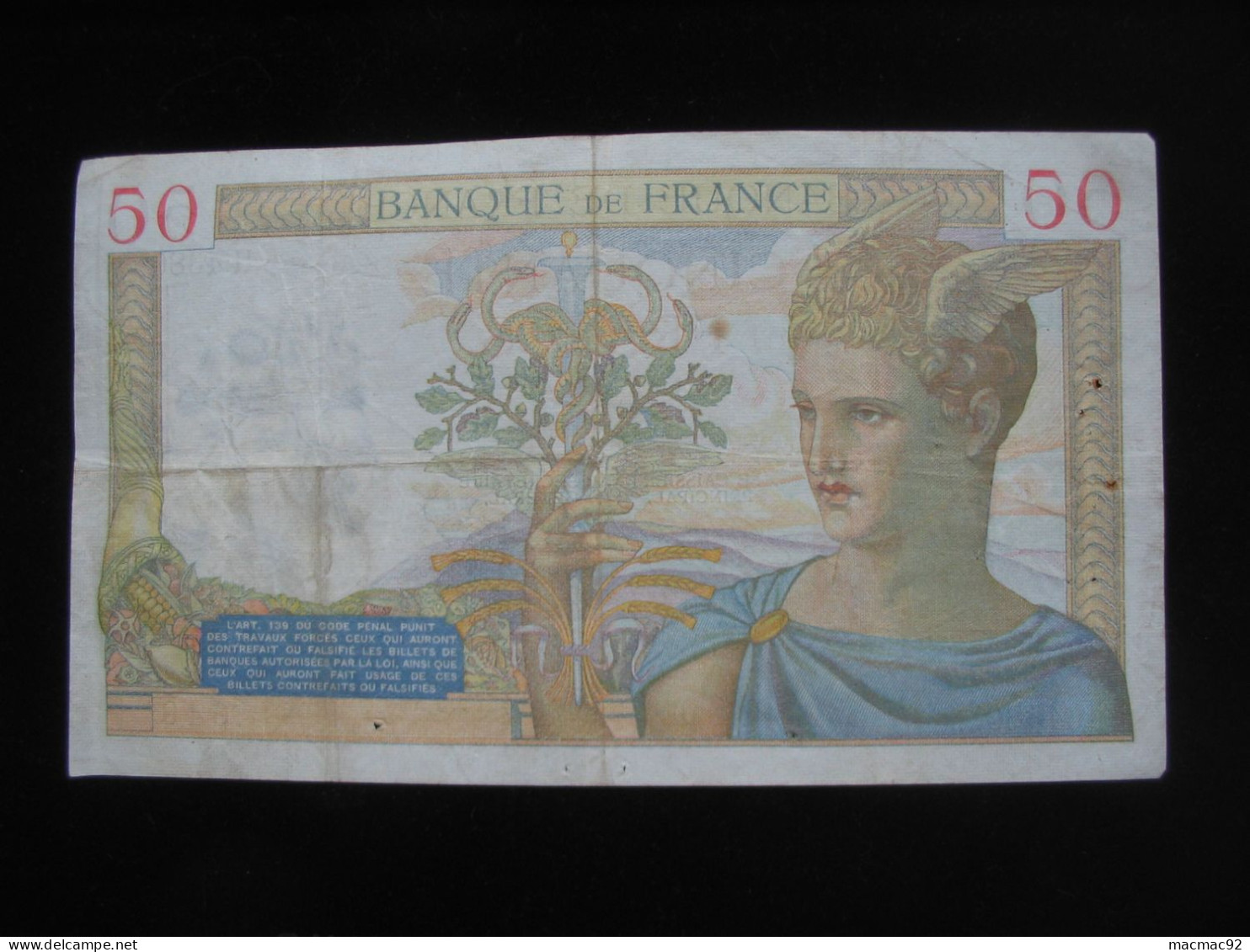 50 Cinquante Francs - CERES Type 1933  - 7-5-1936     **** EN ACHAT IMMEDIAT **** - 50 F 1934-1940 ''Cérès''