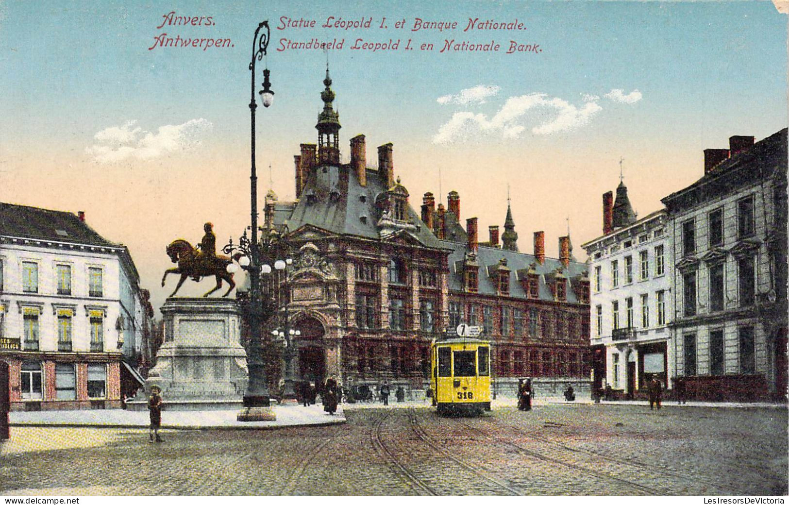 BELGIQUE - ANVERS - Statue Léopold I Et Banque Nationale - Carte Postale Ancienne - Antwerpen