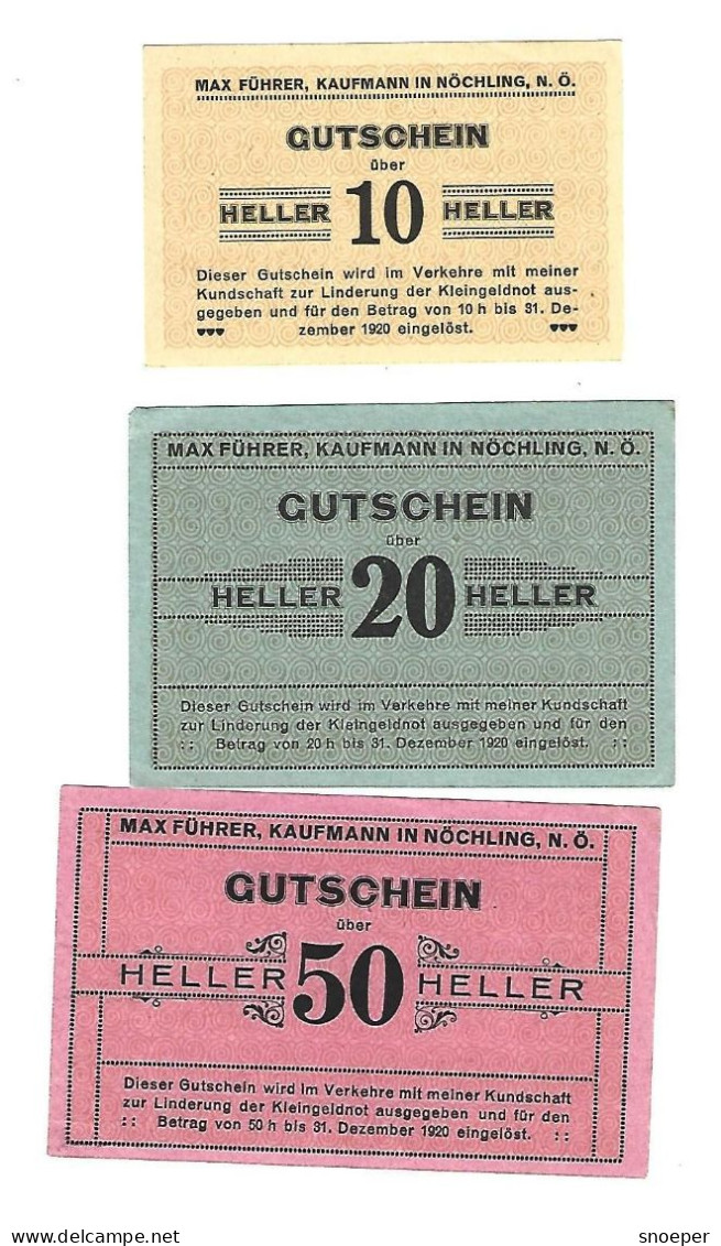 *notgeld   Austria  Nochling   10+20+50 Heller 675a    Cat Val 9,00 Euro - Autriche