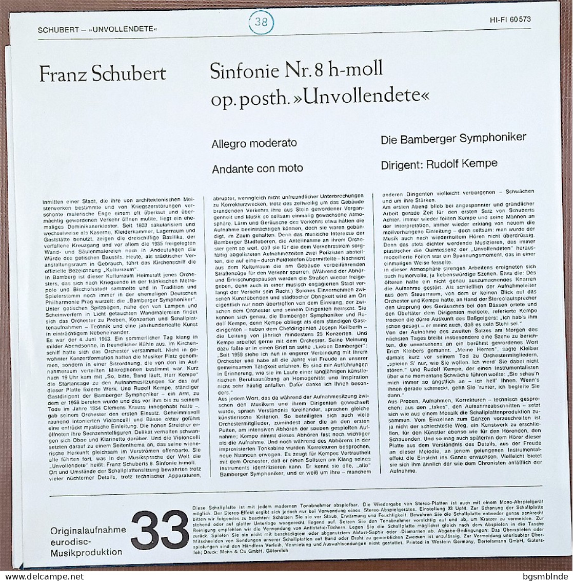 Sinfonie Nr.8 H-moll - UNVOLLENDETE - Franz Schubert - Autres - Musique Allemande