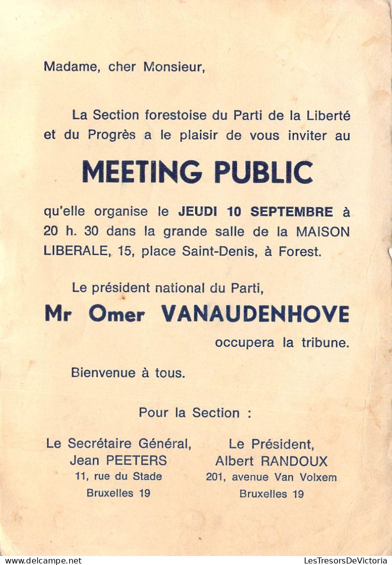 CELEBRITES - HOMMES POLITIQUES - Omer VANAUDENHOVE - Président National Du P L P- Carte Postale Ancienne - Politicians & Soldiers