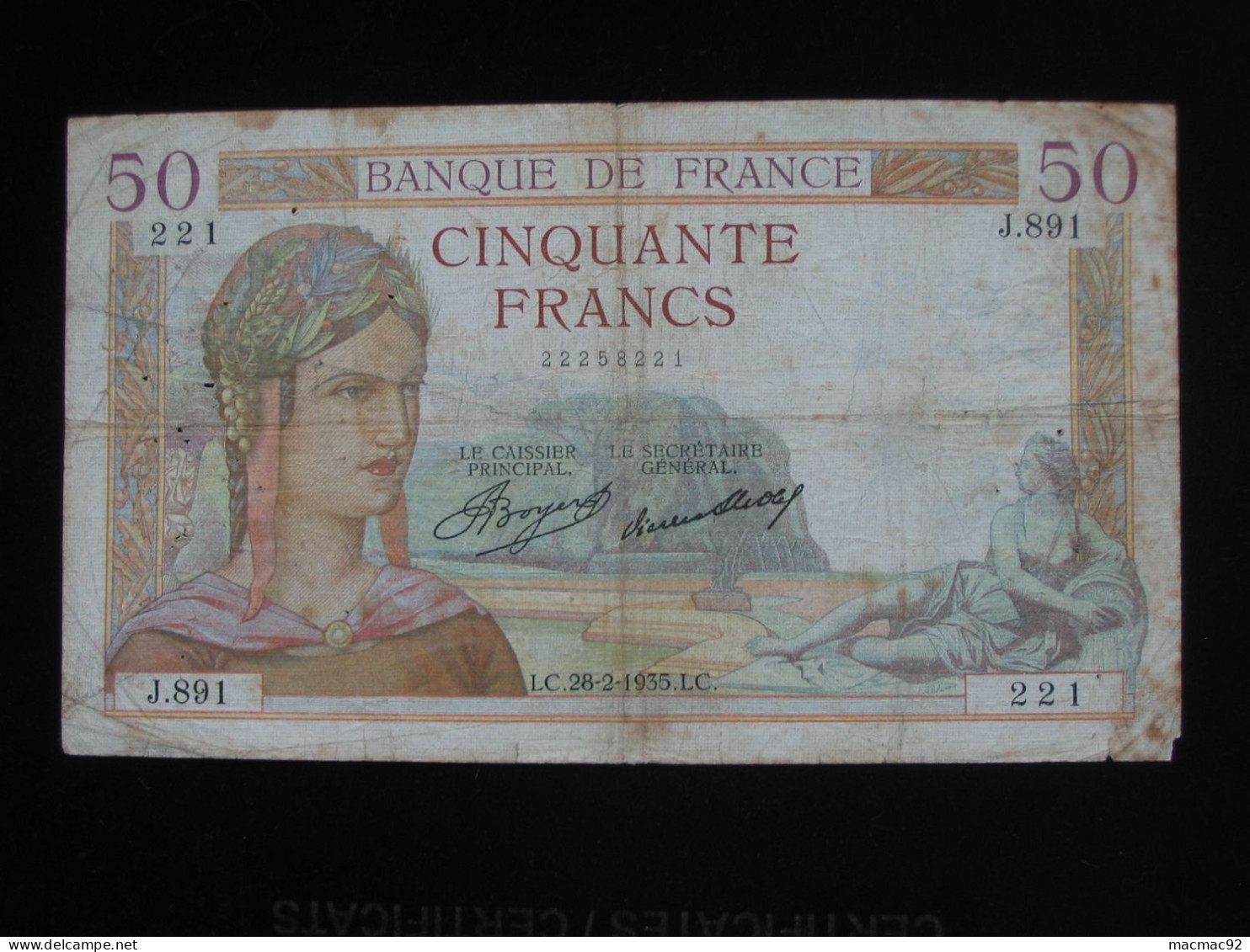 50 Cinquante Francs - CERES Type 1933 Modifié - 28-2-1935     **** EN ACHAT IMMEDIAT **** - 50 F 1934-1940 ''Cérès''