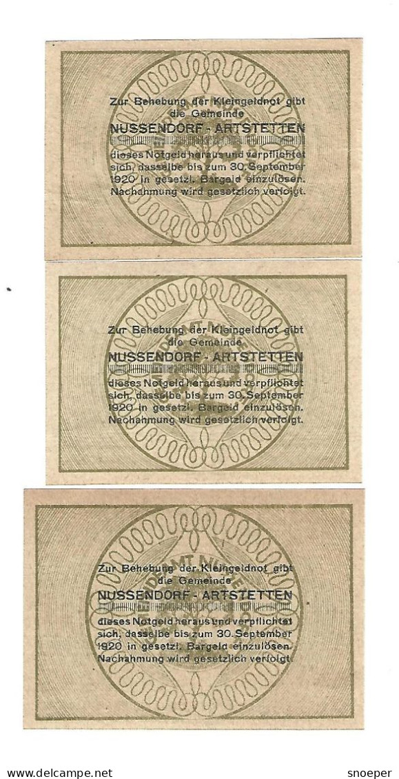 *notgeld   Austria  Nussendorf -artstetten   Serie Compleet  679a - Autriche