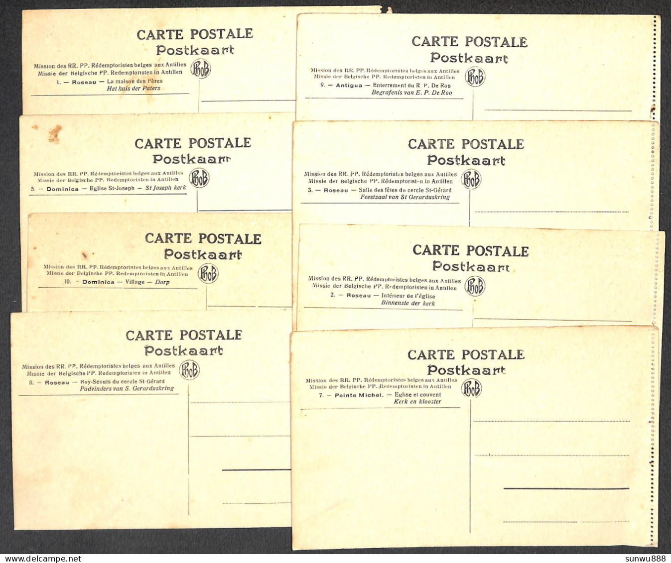 Antilles - Lot 8 Postcards Mission RR PP Rédemptoristes (animation PhoB Rare) - Antigua En Barbuda