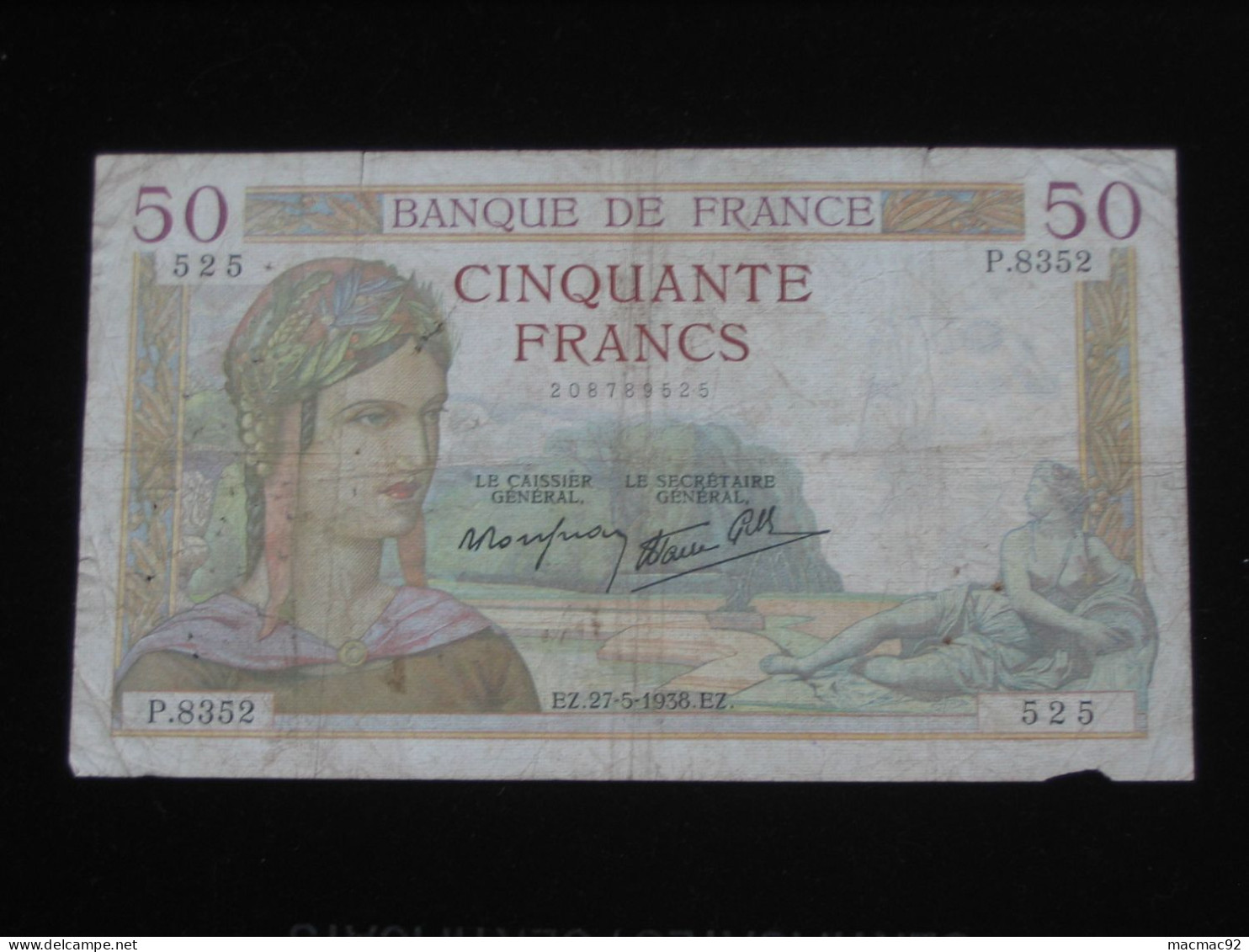 50 Cinquante Francs - CERES Type  - Daté  27-5-1938       **** EN ACHAT IMMEDIAT **** - 50 F 1934-1940 ''Cérès''