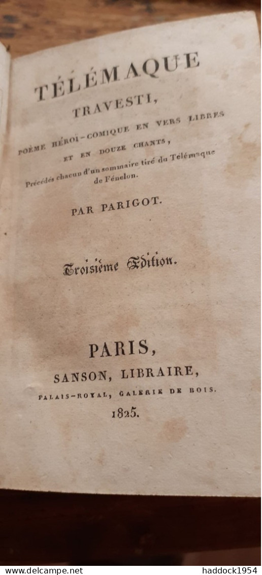 TELEMAQUE Travesti PARIGOT Sanson 1825 - Autores Franceses