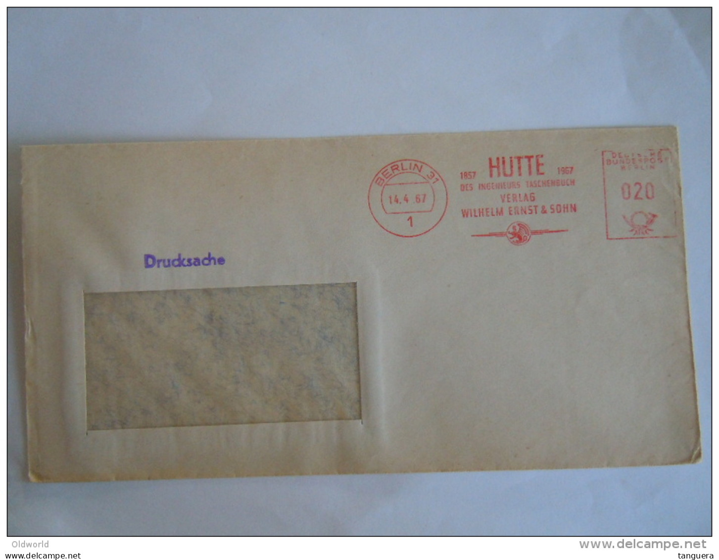 Germany Allemagne Brief Lettre Letter EMA 1967 Wilhelm Ernst & Sohn Hutte Des Ingenieurs Taschenbuch Berlin - Franking Machines (EMA)