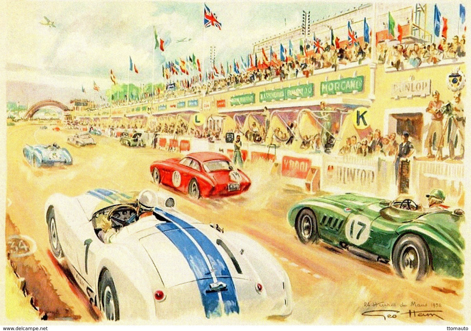 24 Heures Du Mans - 1954  - Artwork By Géo Ham -   15 X 10 Cms PHOTO - Le Mans