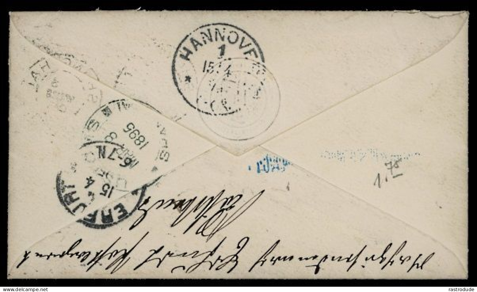 1895 ENVELOPE FRENCH P.O IN CHINA SHANGHAI To GERMANY, REDIRECTED - CUSTOMS CDS DEPARTURE - VERY RARE - Covers & Documents