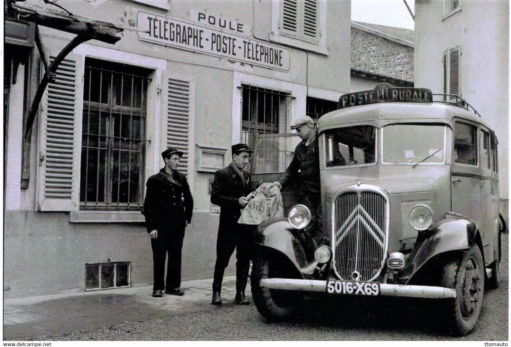 Citroen Autobus-poste Rurale Aux Bureau De Poste De Poule (Rhone) En 1950   -  15x10cms PHOTO - Bus & Autocars