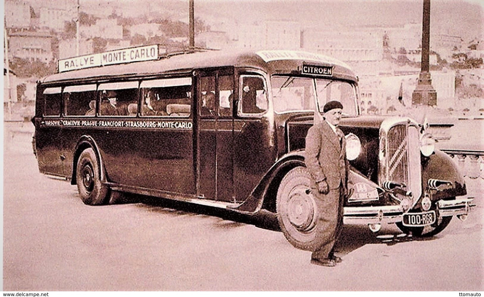 Citroen T45 Bus  -  Pilotes: Francois Lecot/Maurice Penaud - Concurrents Rallye Monte-Carlo 1933 -  15x10cms PHOTO - Bus & Autocars