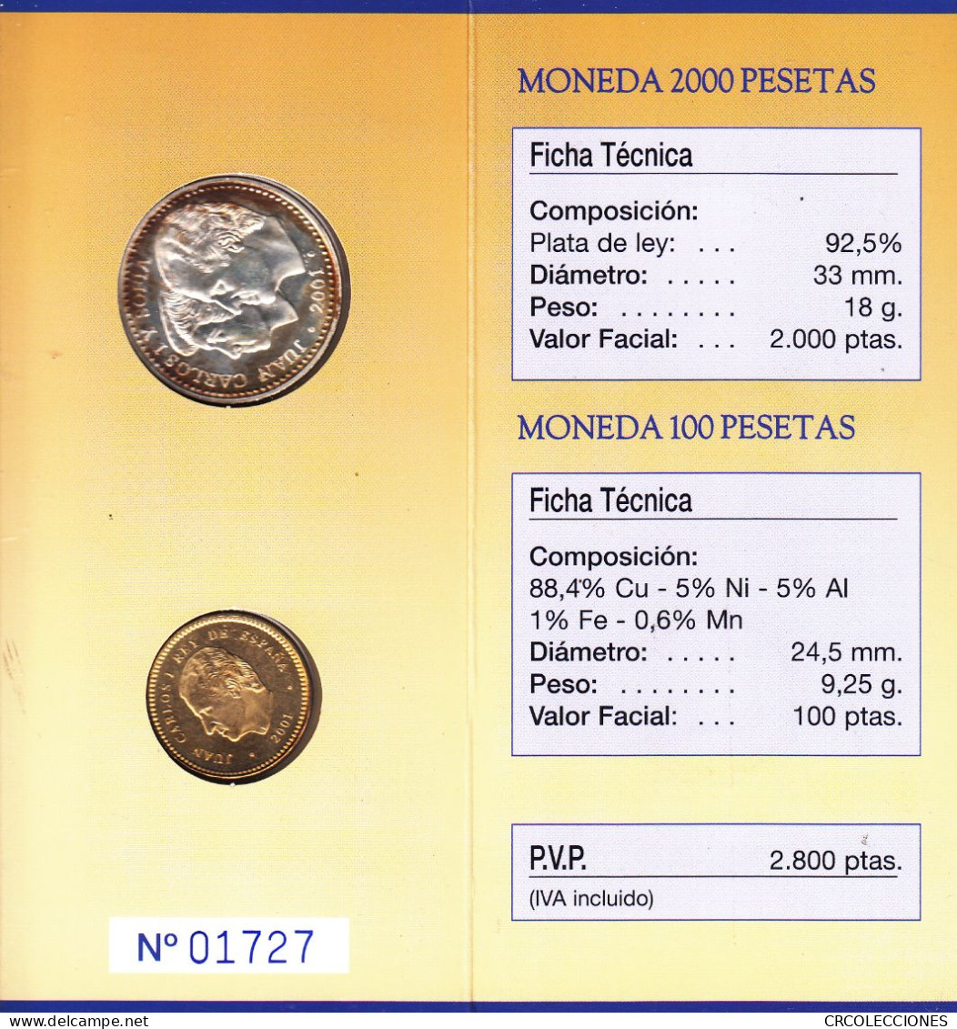 CREXP228 CARTERA 2000 PLATA +100 PESETAS ESPAÑA 2001 VER DESCRIPCION - Münz- Und Jahressets