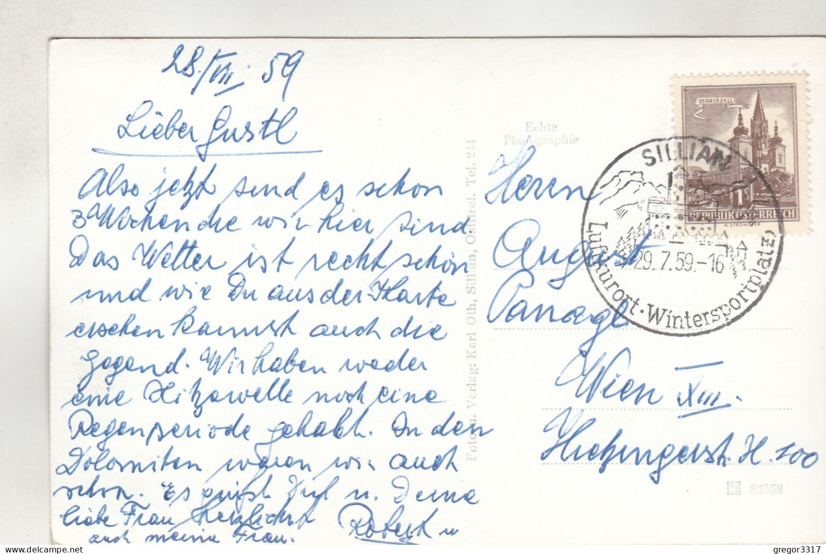 D2932) SILLIAN Mit Helm - Osttirol - Häuser Kirche Wiesen Berge 1959 - Sillian