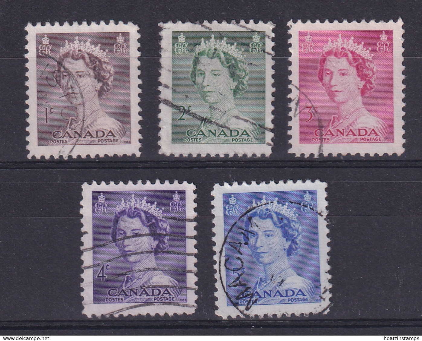 Canada: 1953   QE II Set  SG450-454    Used - Gebruikt