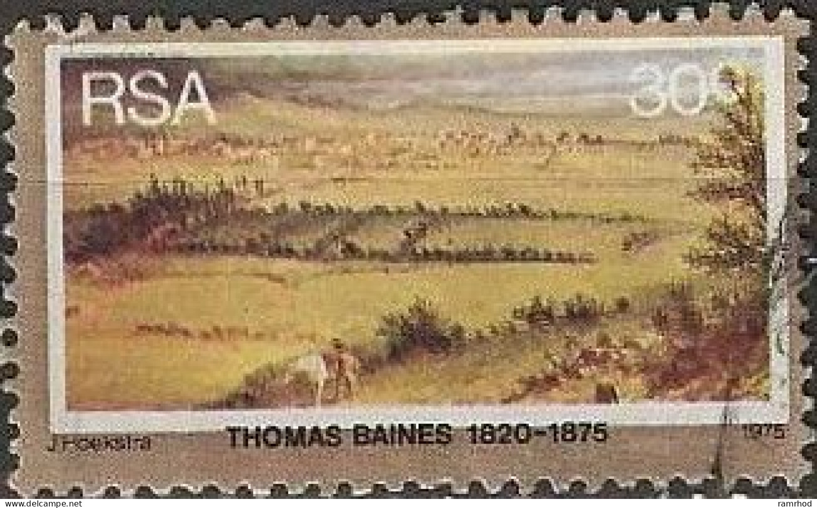 SOUTH AFRICA 1975 Death Centenary Of Thomas Baines (painter) - 30c. - Pretoria, 1874 FU - Gebruikt
