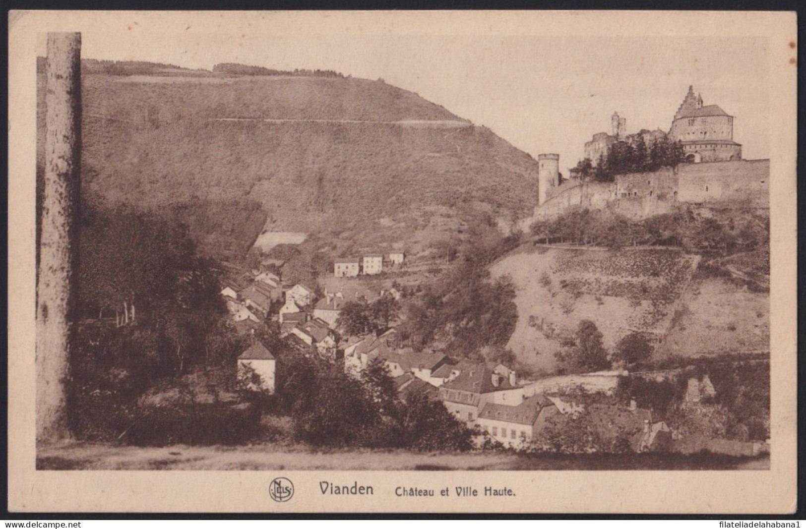 F-EX43118 LUXEMBURG 1935 POSTCARD TO SPAIN VIANDEN CASTLE.  - Gebruikt