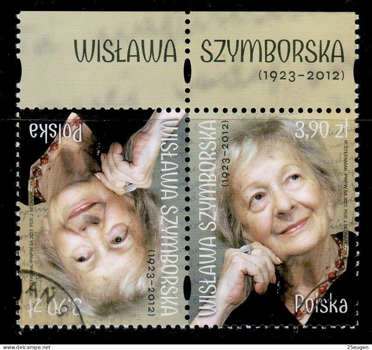 POLAND 2023  Wisława Szymborska Tete Beche USED - Usati