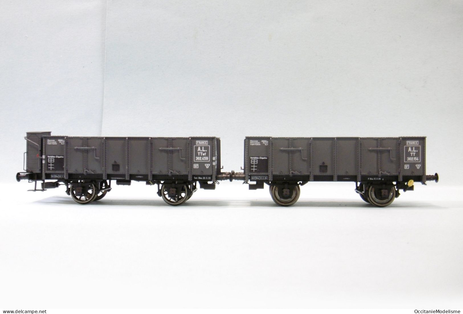 REE - 2 Wagons TOMBEREAU OCEM 19 à Guérite AL ép. II Réf. WB-828 Neuf NBO HO 1/87 - Goods Waggons (wagons)