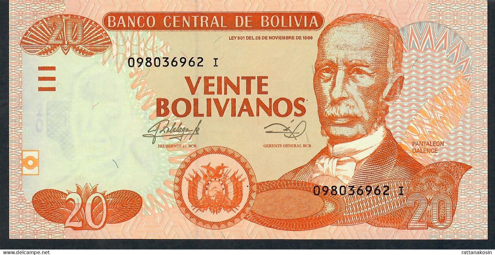 BOLIVIA P239 20 BOLIVIANOS  2011 Suffix I Signature 91  UNC. - Bolivië