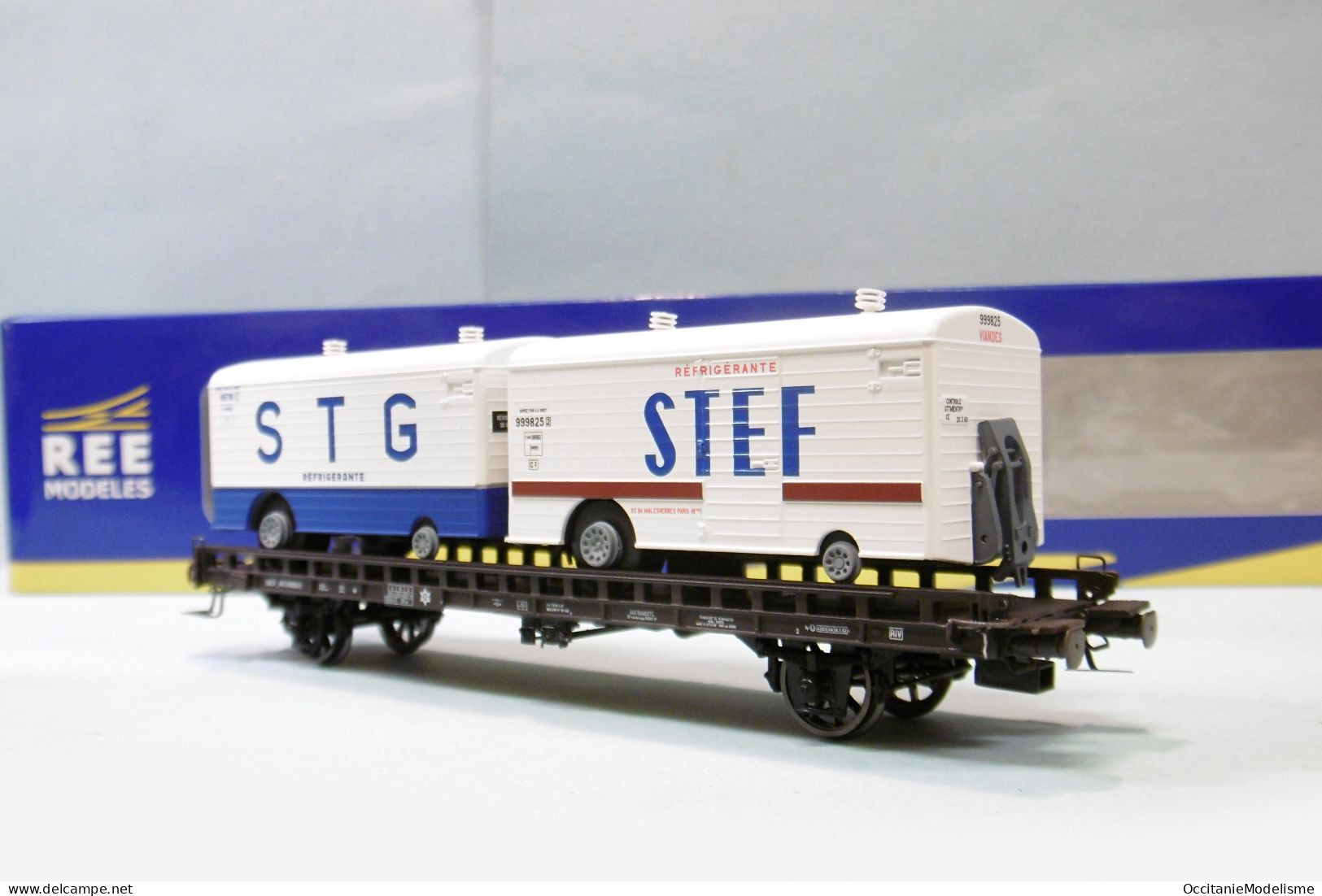 REE - WAGON UFR Biporteur STEF STG SNCF Ep. III Réf. WB-635 Neuf NBO HO 1/87 - Vagoni Merci
