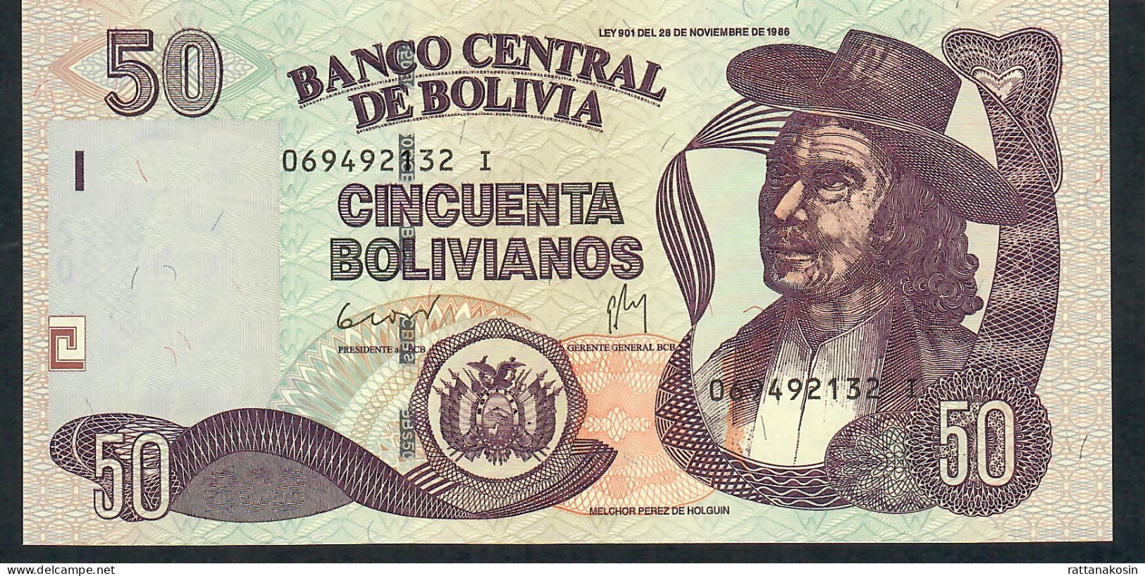 BOLIVIA P240 50 BOLIVIANOS  2011 Suffix I Signature 90  UNC. - Bolivie