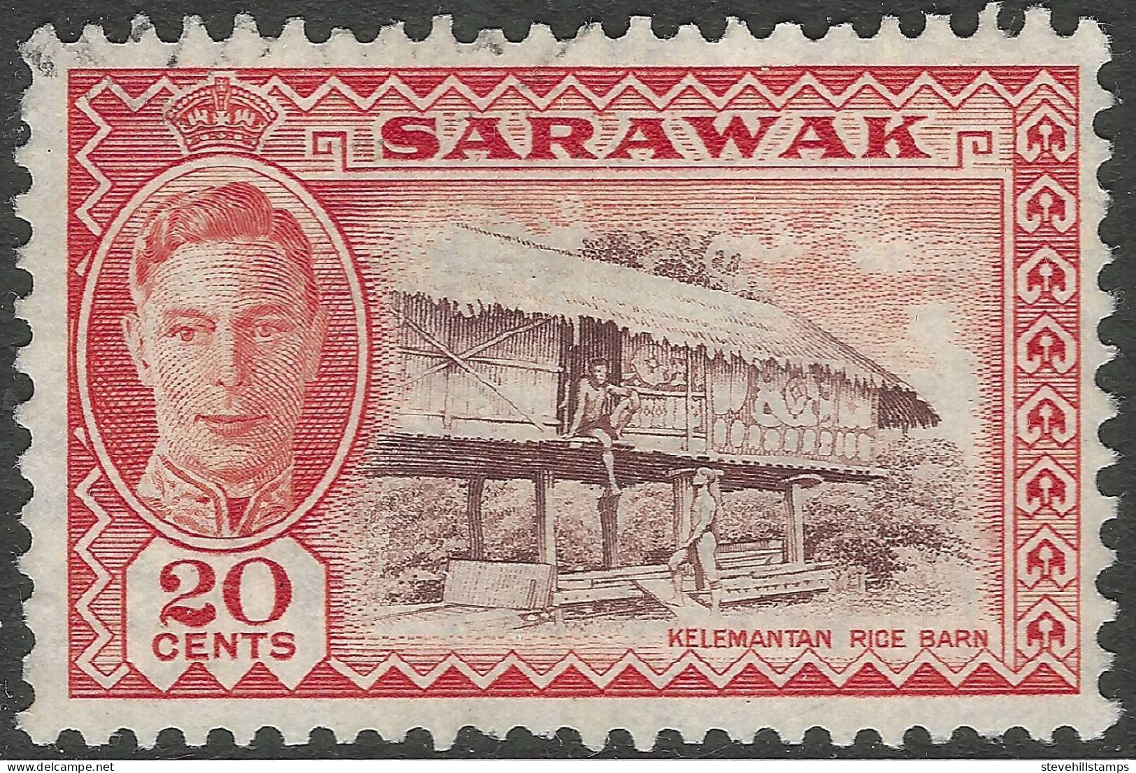 Sarawak. 1950 KGVI. 20c Used. SG 180 - Sarawak (...-1963)