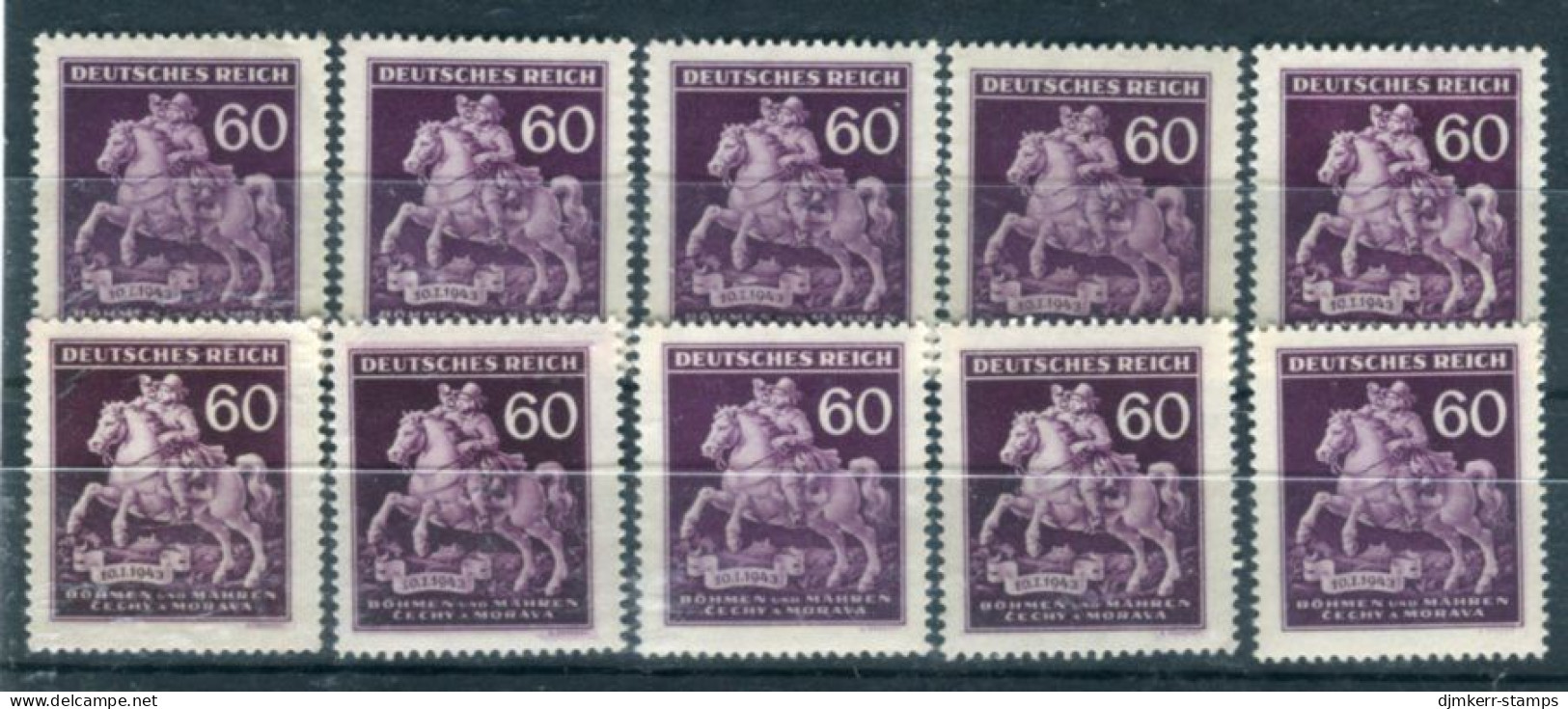 BOHEMIA & MORAVIA 1943 Stamp Day X 10 MNH / **.  Michel 113 - Nuevos