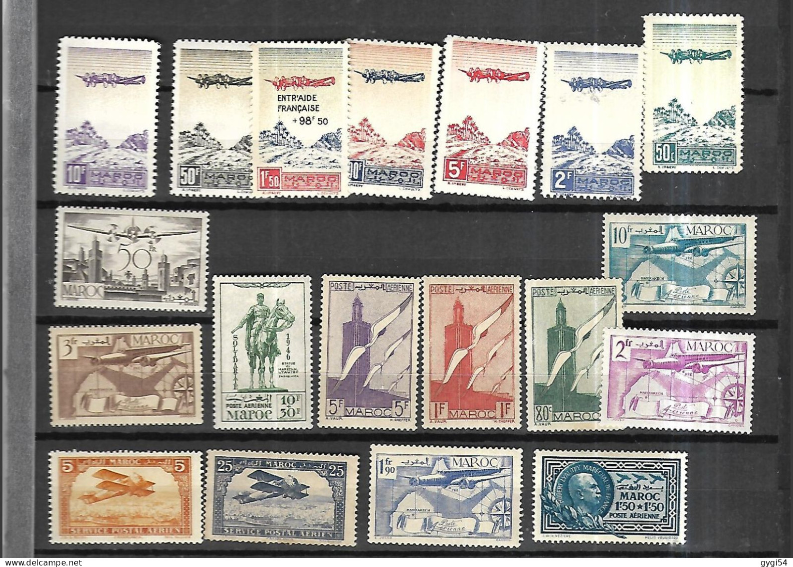 MAROC Poste Aérienne     Cat Yt N° Lot De 55 Timbres   N* MLH - Lots & Serien