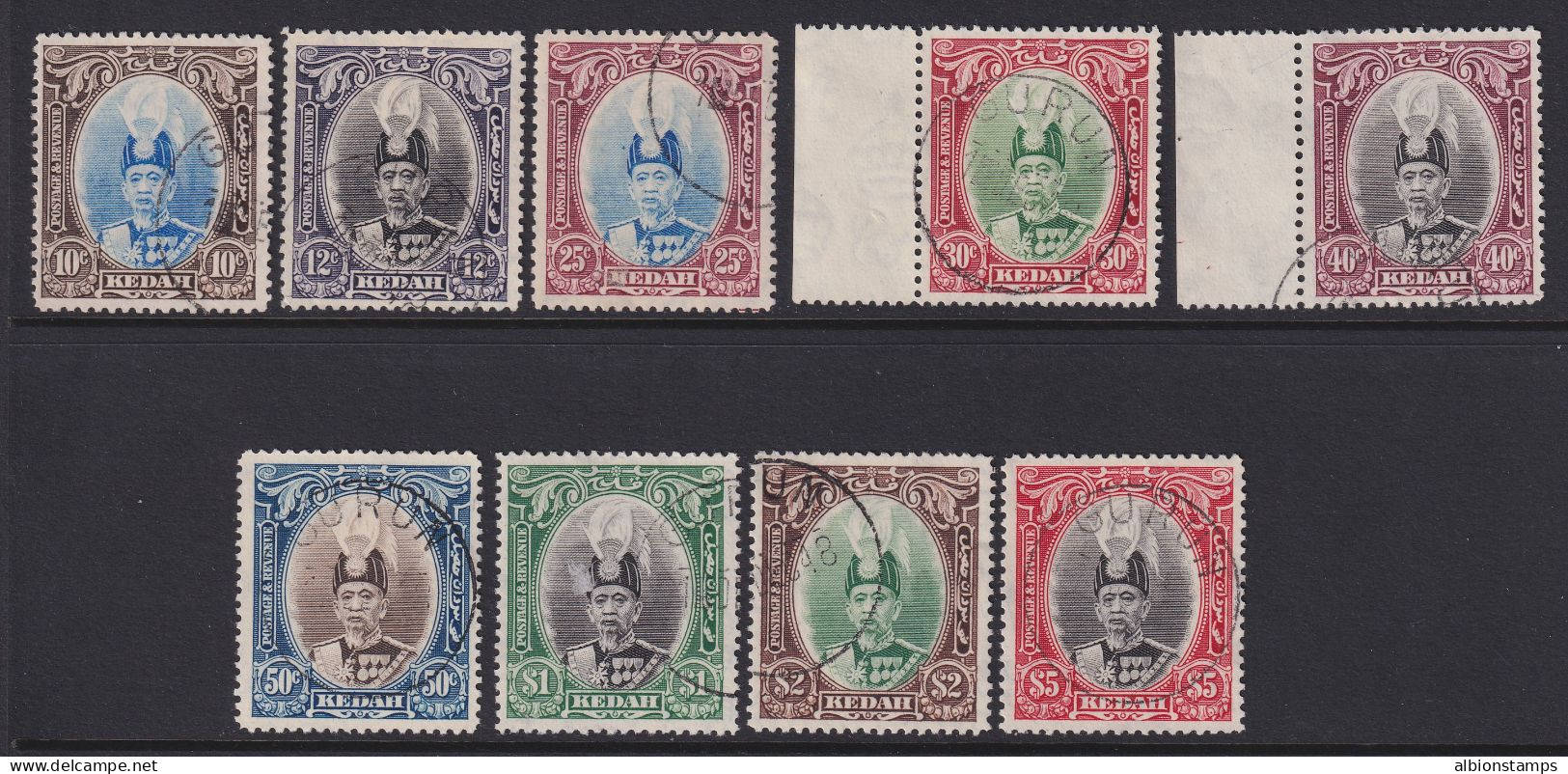 Kedah (Malaya), Scott 46-54 (SG 60-68), Used - Kedah