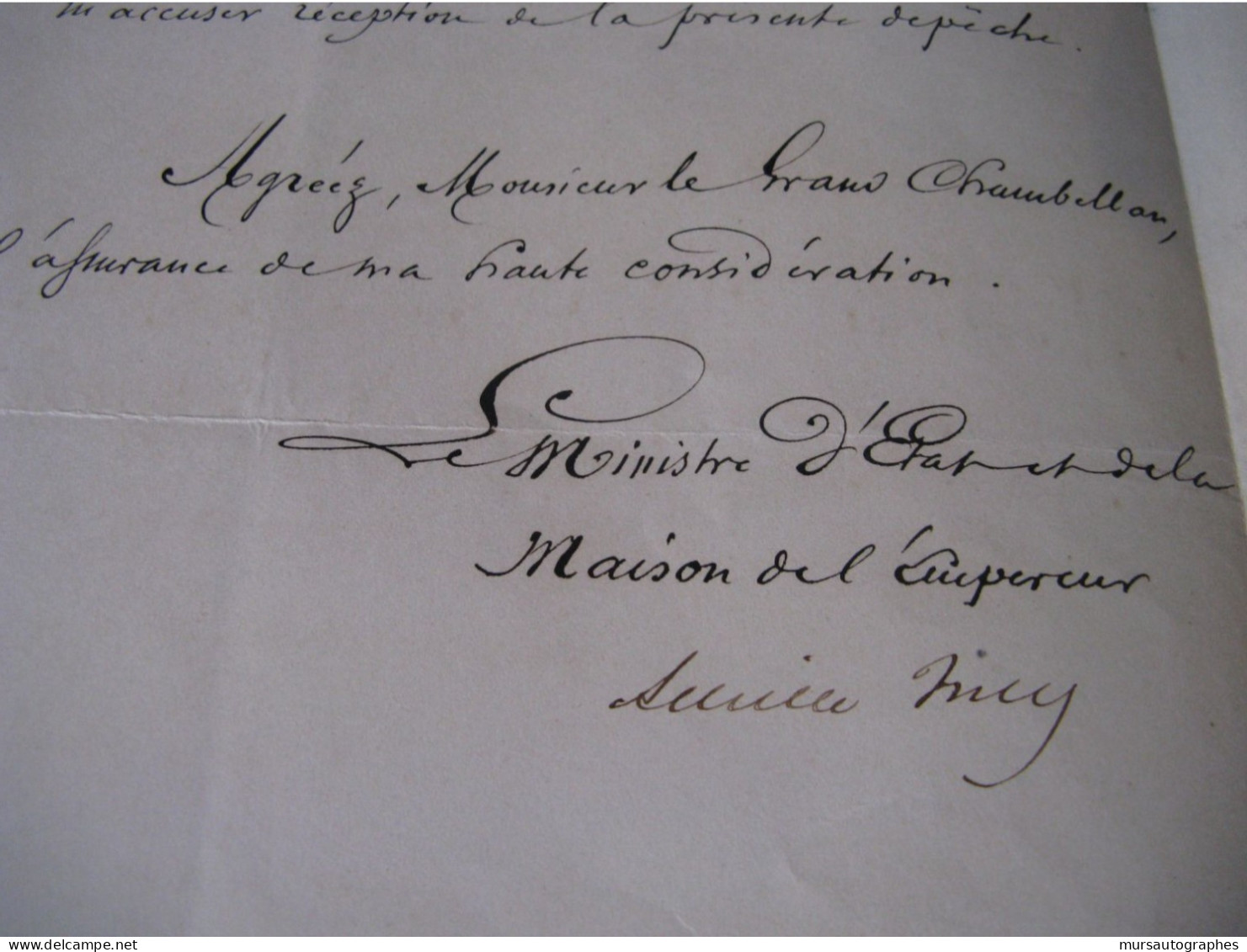 LETTRE SIGNEE D'ACHILLE FOULD 1859 MINISTRE FINANCES DEPUTE SEINE NAPOLEON III Au DUC DE BASSANO - Personnages Historiques