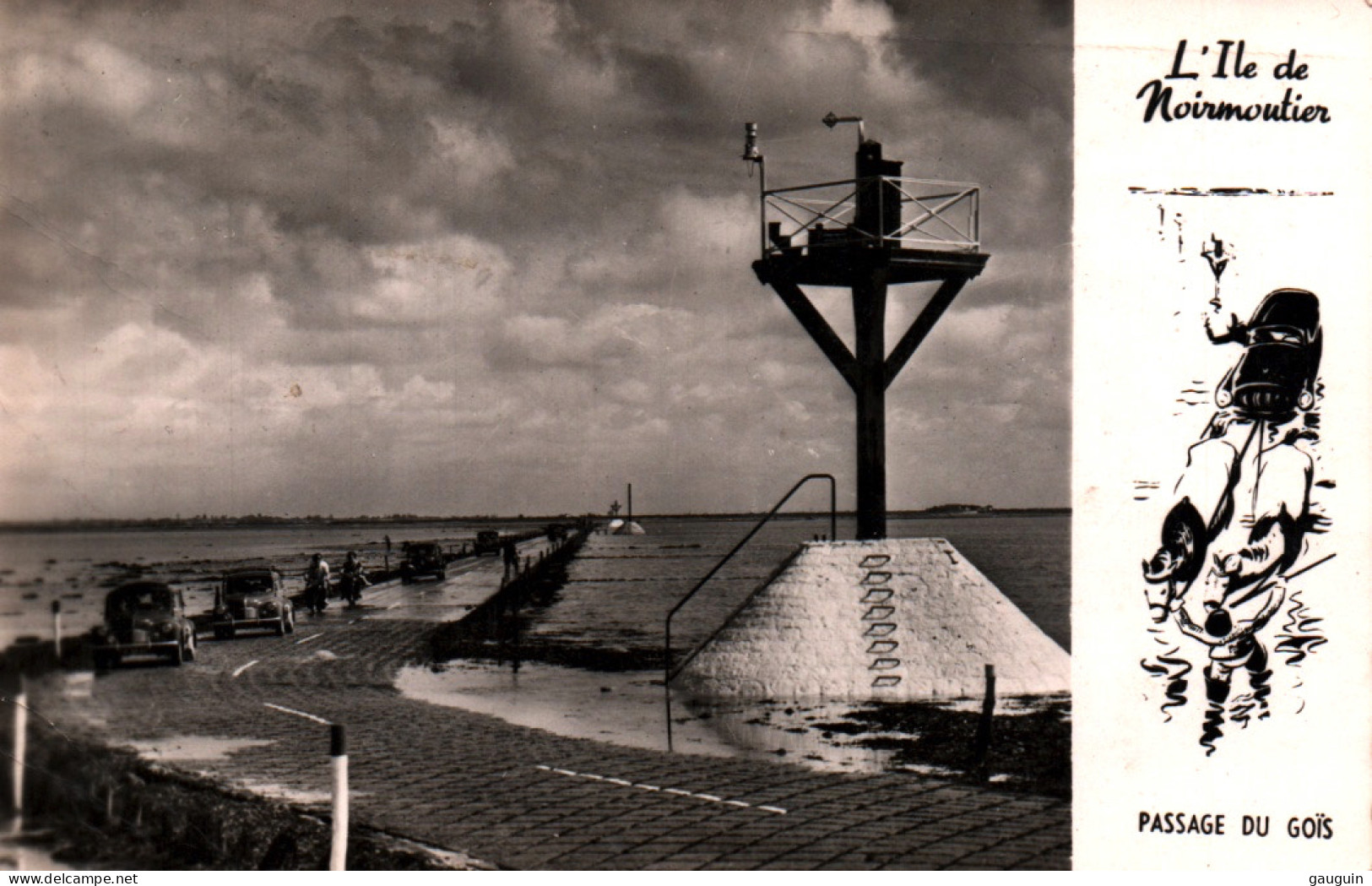 CPSM - NOIRMOUTIER - Passage Du GOIS à Marée Basse (voitures) ... LOT 3 CP  / Edition Artaud Gaby (format 9x14) - Noirmoutier