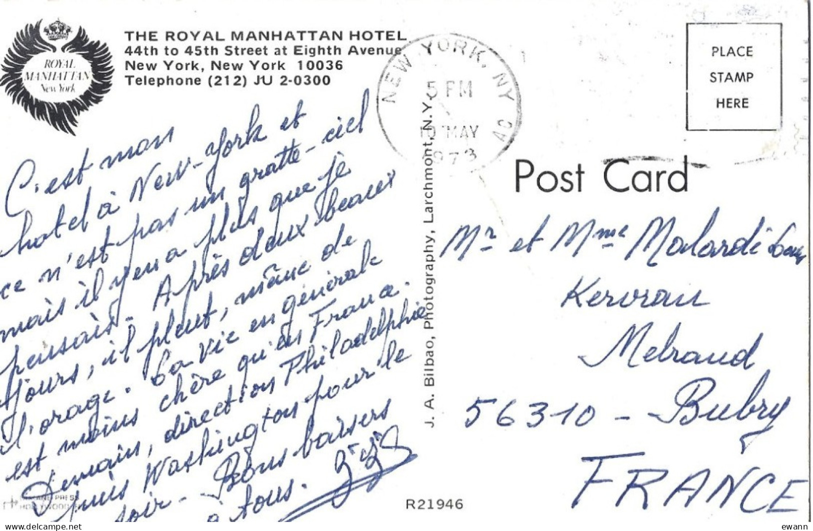 Etats-Unis - Carte Postale - The Royal Manhattan Hotel, New-York - Manhattan