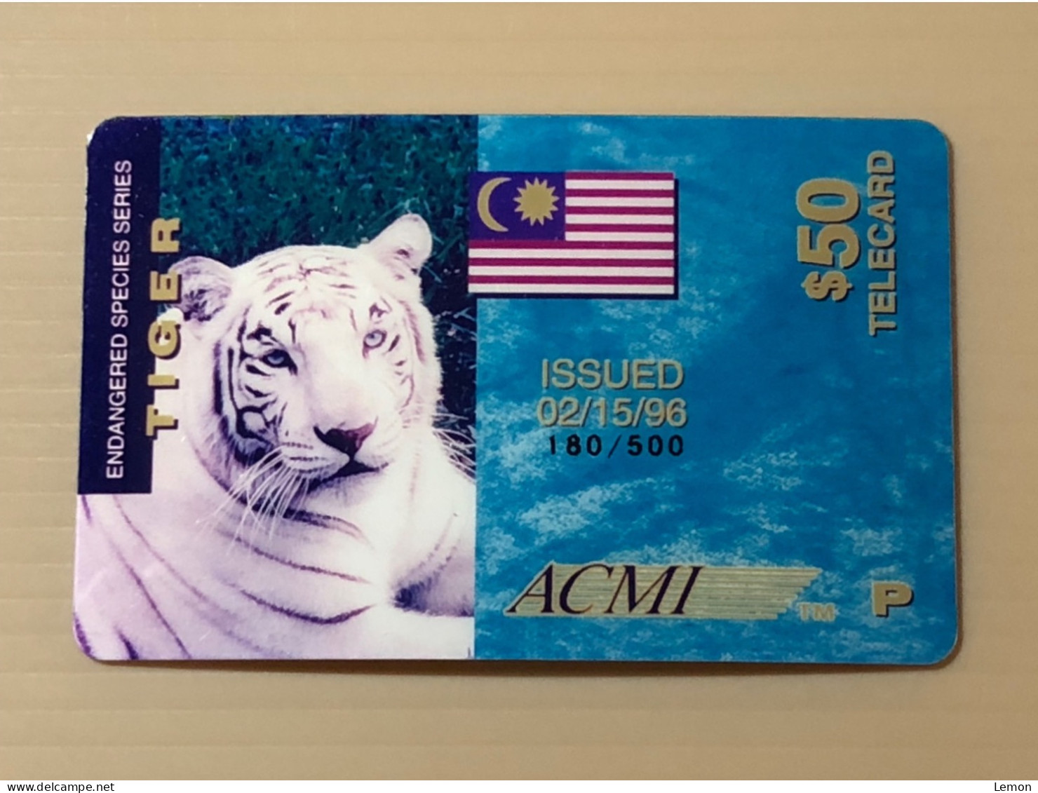 Mint USA UNITED STATES America Prepaid Telecard Phonecard, Endangered Species Series White Tiger (500EX),1 $50 Mint Card - Colecciones